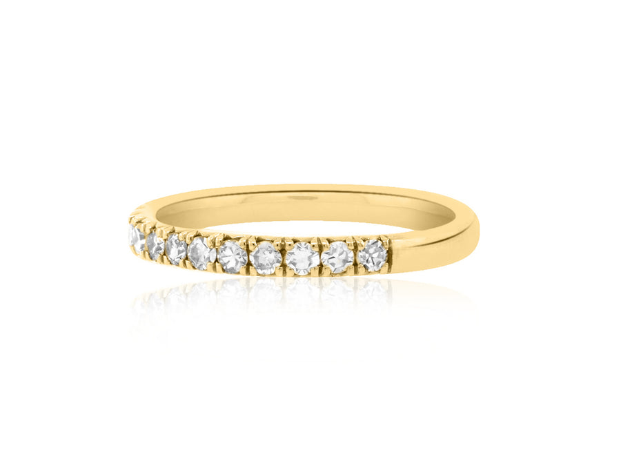 French Pave  Diamond Yellow Gold Ring