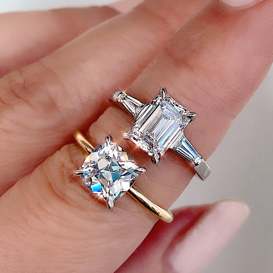 Three Stone Cushion Diamond Criss Cross Engagement Ring #105123 - Seattle  Bellevue | Joseph Jewelry