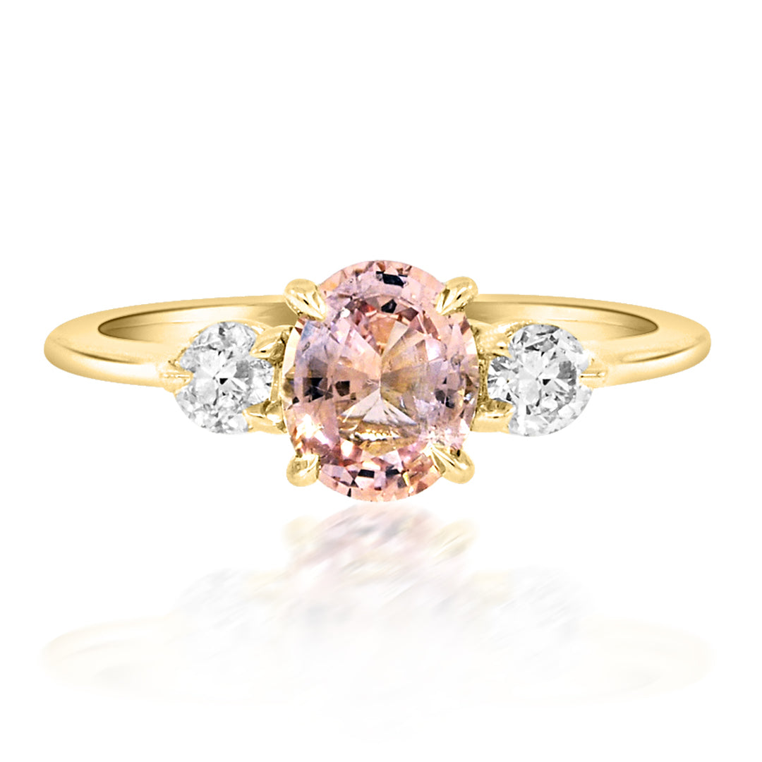 Peach Pink Sapphire Engagement Ring