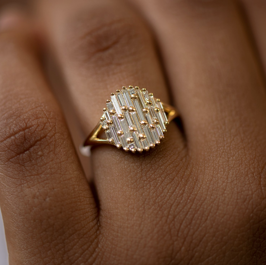 Diamond baguette cluster ring Outlet