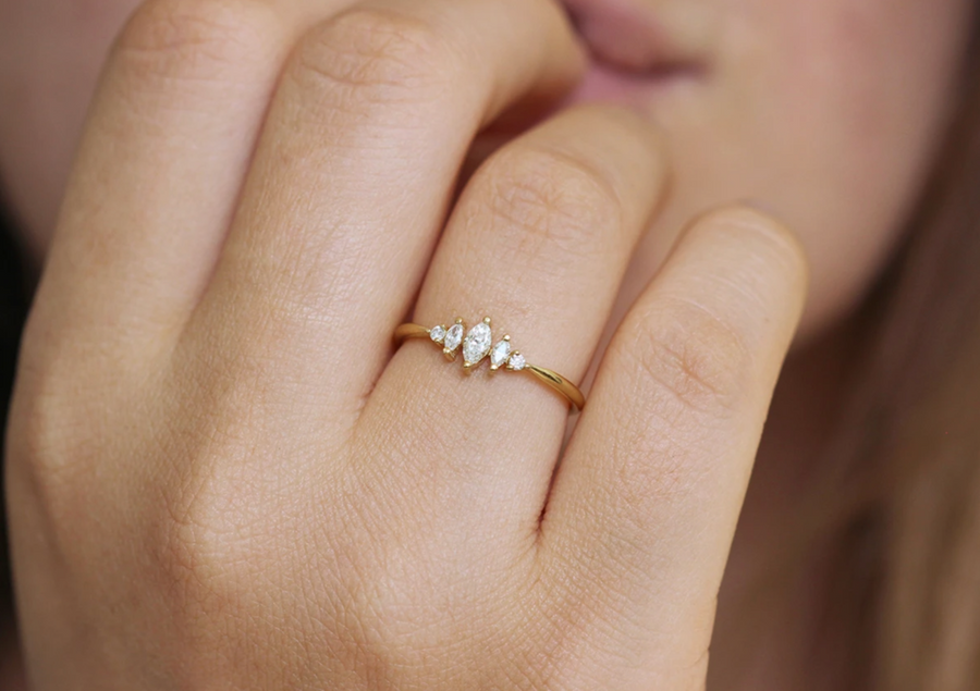 Dainty Marquise Diamond Cluster Ring