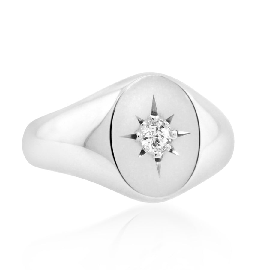 Diamond White Gold Signet Ring