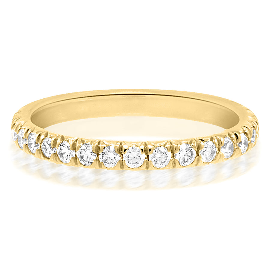 Large Linea French Pave Diamond Yellow Gold Eternity Ring