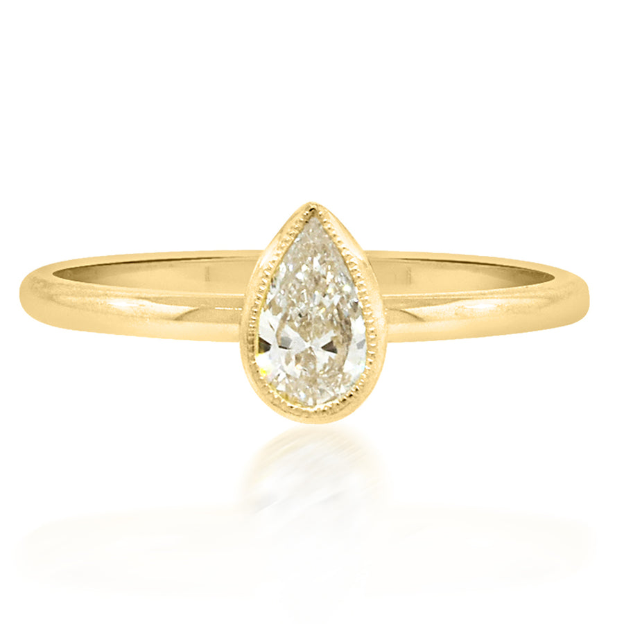 Pear Diamond Yellow Gold Ring