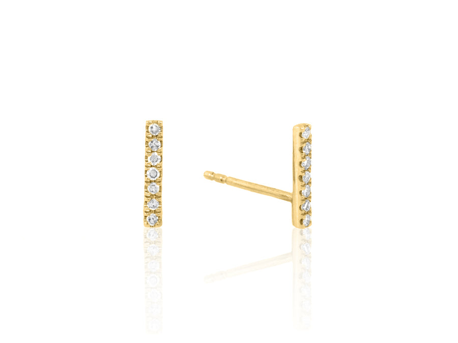 Diamond Bar Yellow Gold Earrings