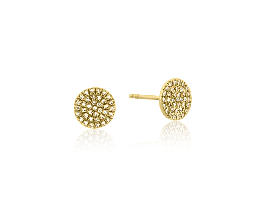 Small Pave Diamond Gold Disc Earrings