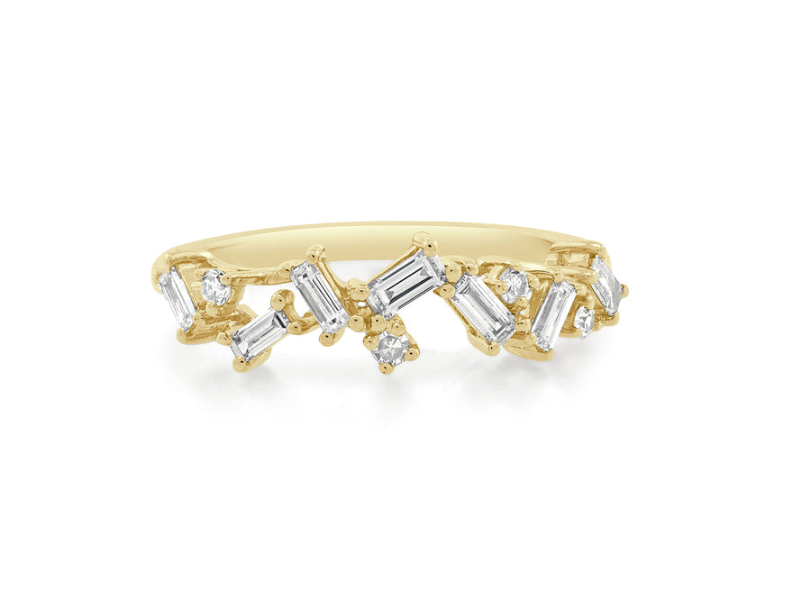 Gold Organic Baguette Diamond Ring