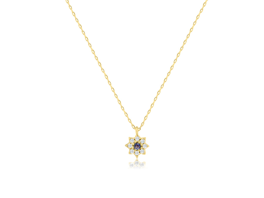 Diamond & Sapphire Flower Pendant