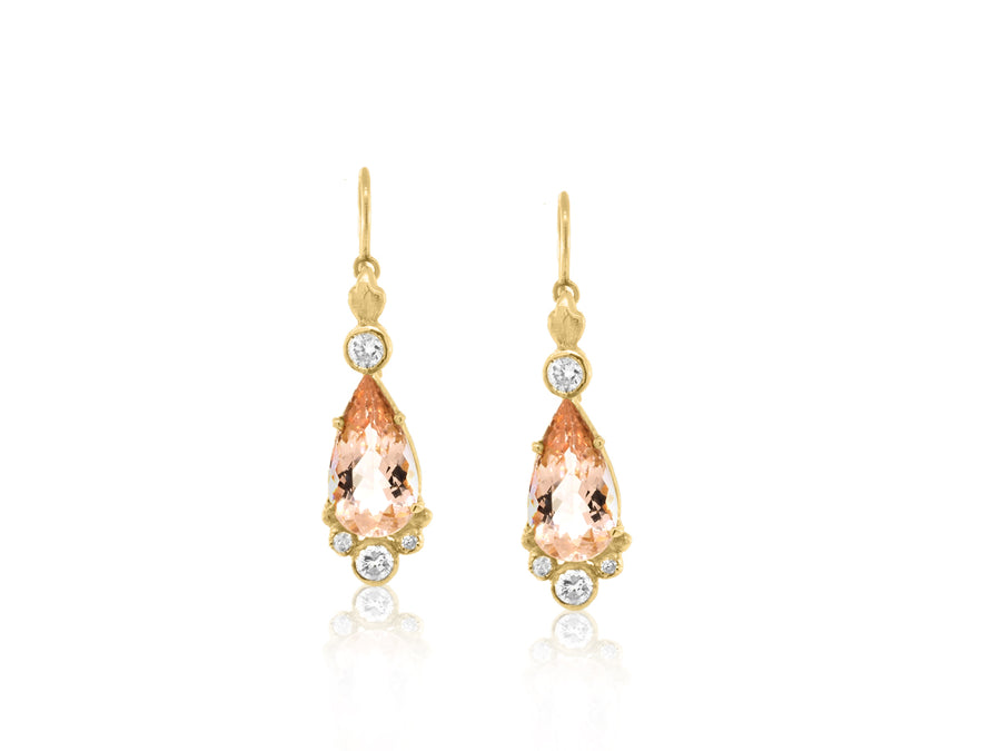 Morganite & Diamond Drop Earrings