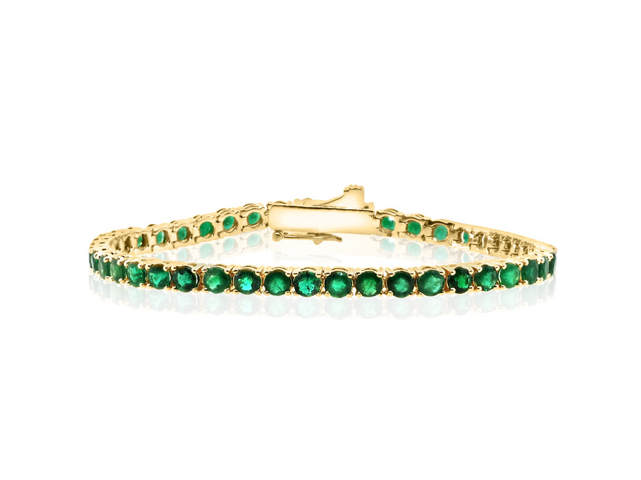 Queen Emerald ~ emerald-tennis-bracelet-in-18k-white-gold -with-round-natural-emeralds