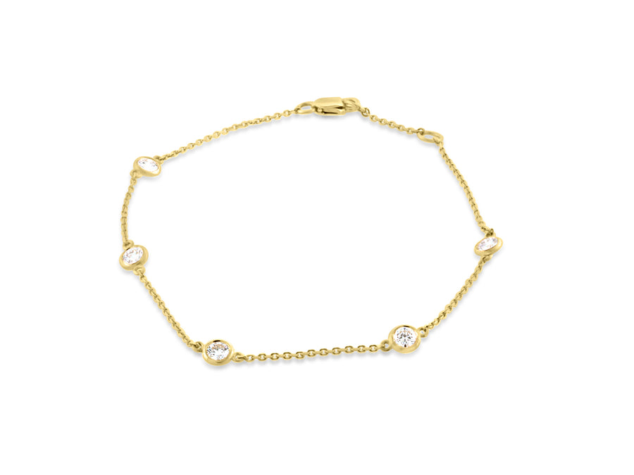 Gold Bezel Diamond Chain Bracelet