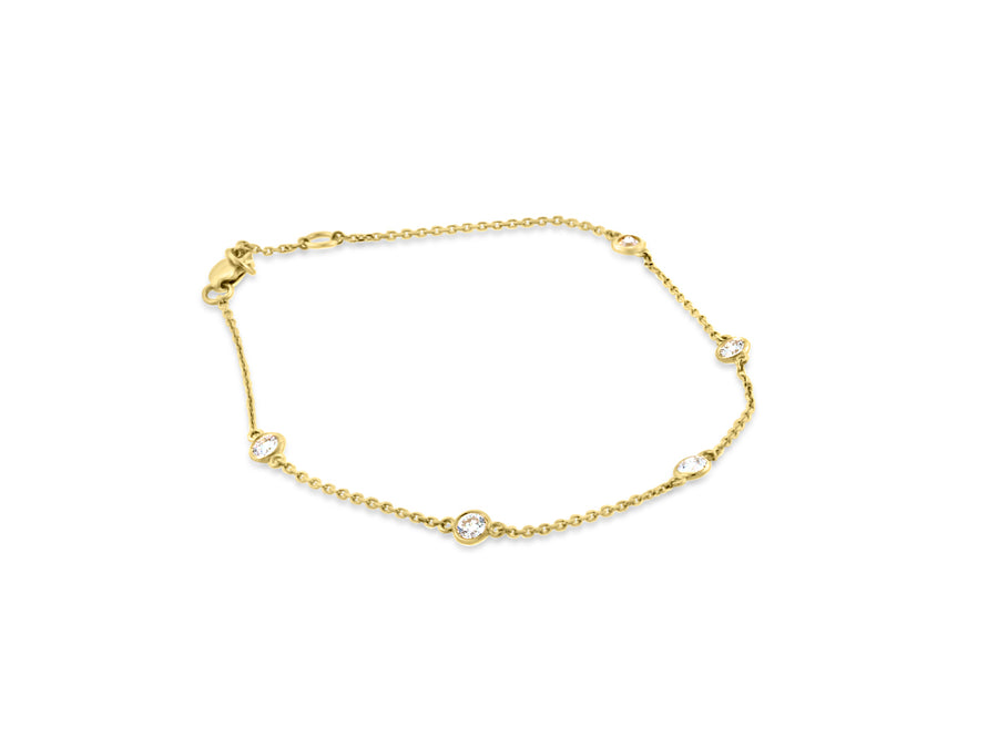 Small Gold Bezel Diamond Chain Bracelet