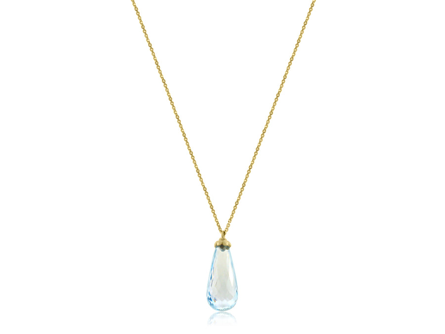 Aquamarine Briolette Drop Necklace