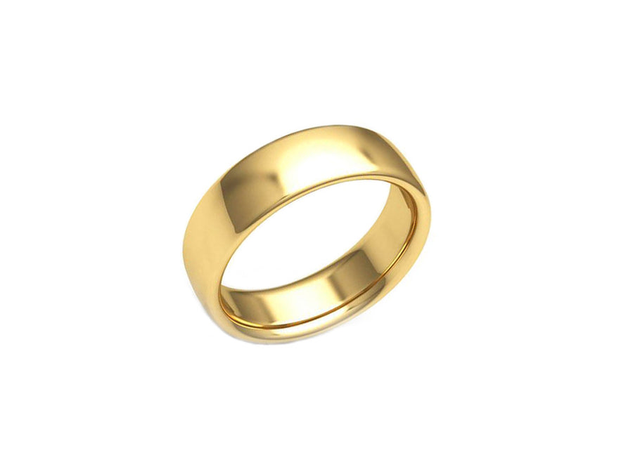Men's Low Dome 6mm Yellow Gold Band