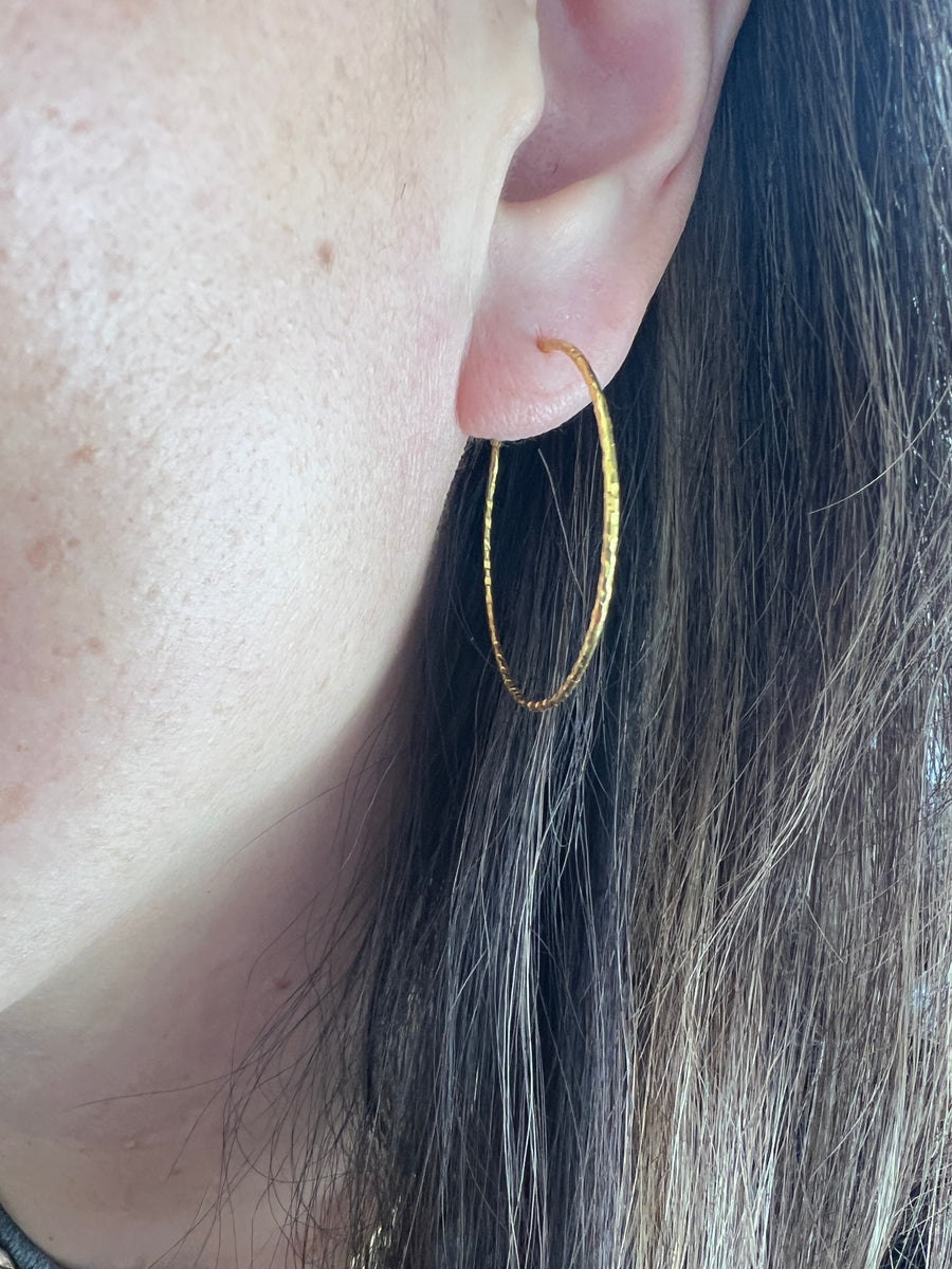 Yellow Gold Large Hammered Hoops