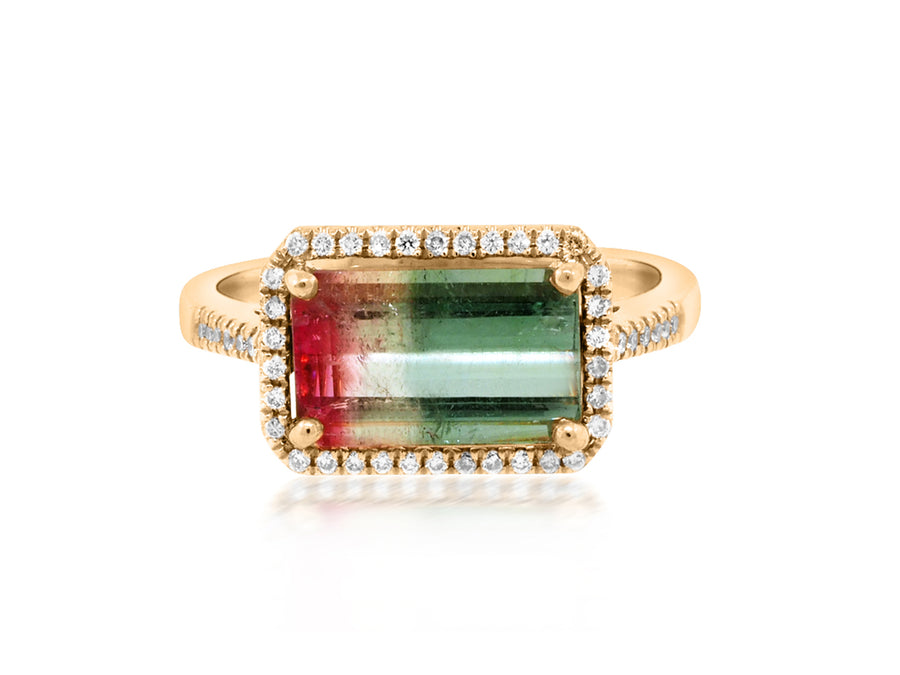 925 Sterling Watermelon Tourmaline Raw Gemstone Ring, Weight: 3.6 Gm at Rs  1800/piece in Jaipur