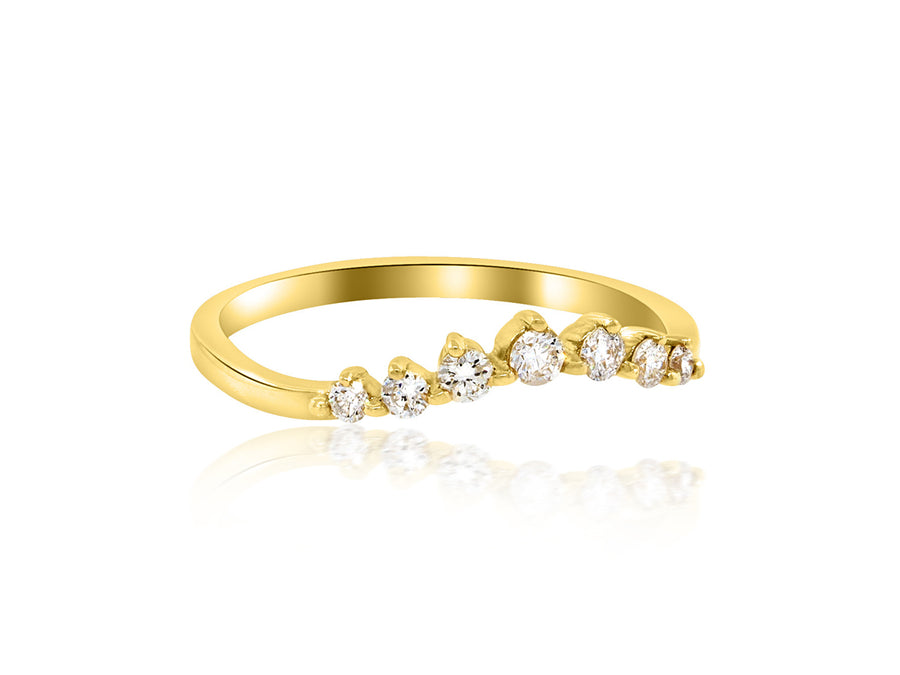 Curved Chevron Yellow Gold Ring