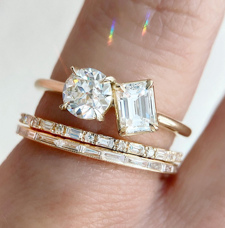 Baby Baguette Diamond Gold Eternity Ring