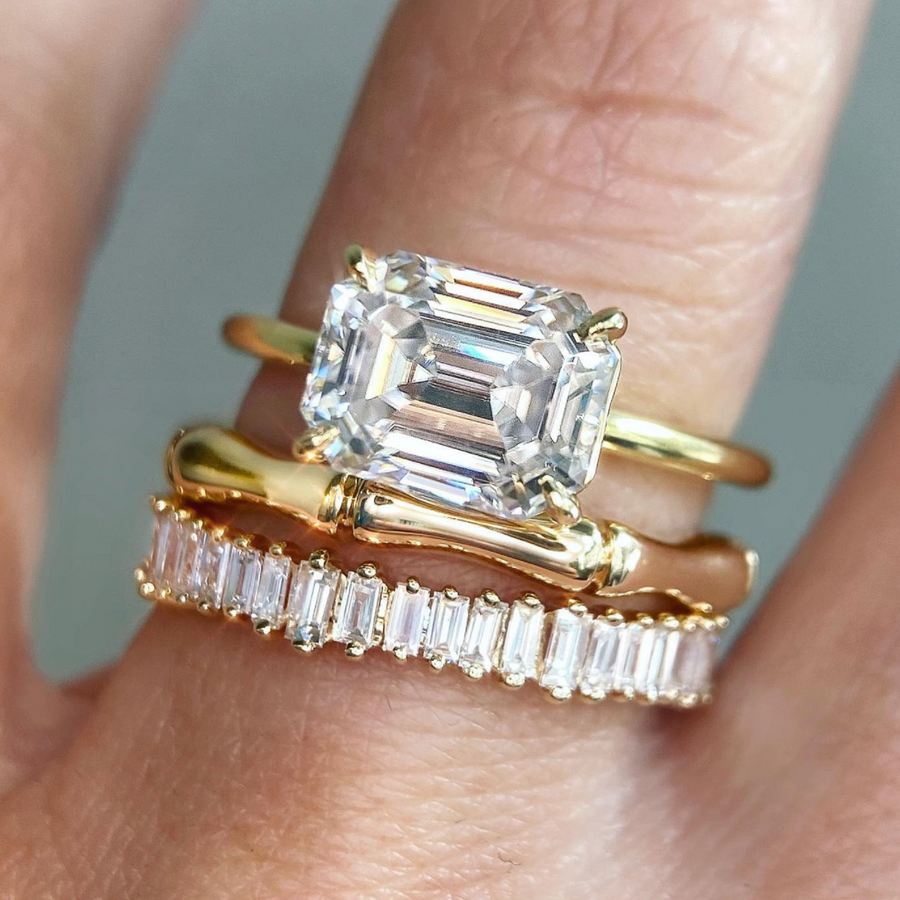 Vertical baguette 2025 wedding band