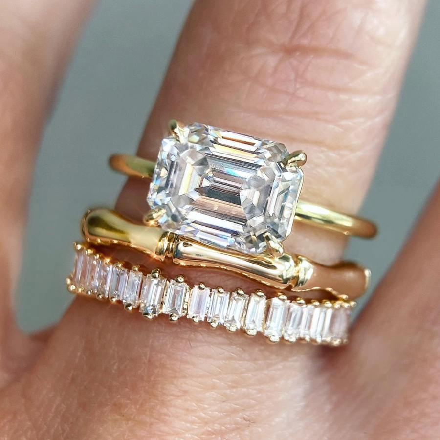 Vertical Baguette Diamond Gold Band