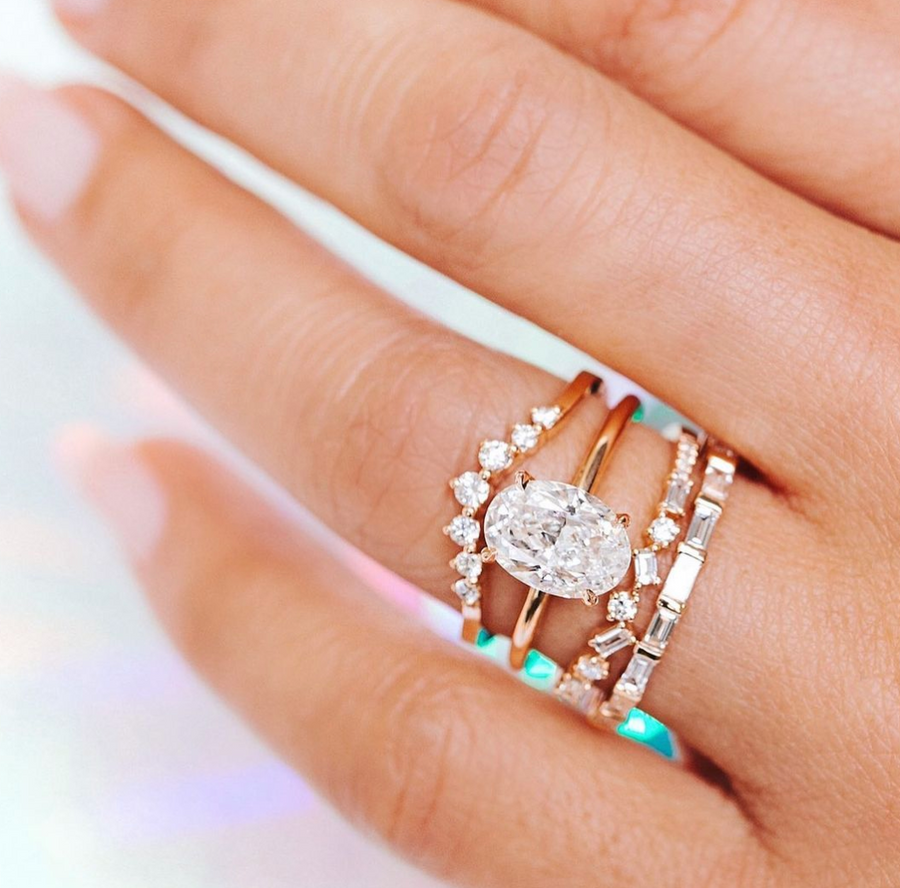 Sadie Mini Baguette Diamond Rose Gold Ring