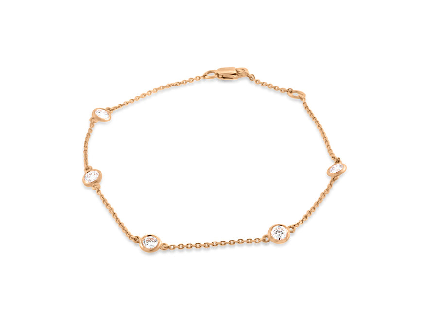Small Rose Gold Bezel Diamond Chain Bracelet