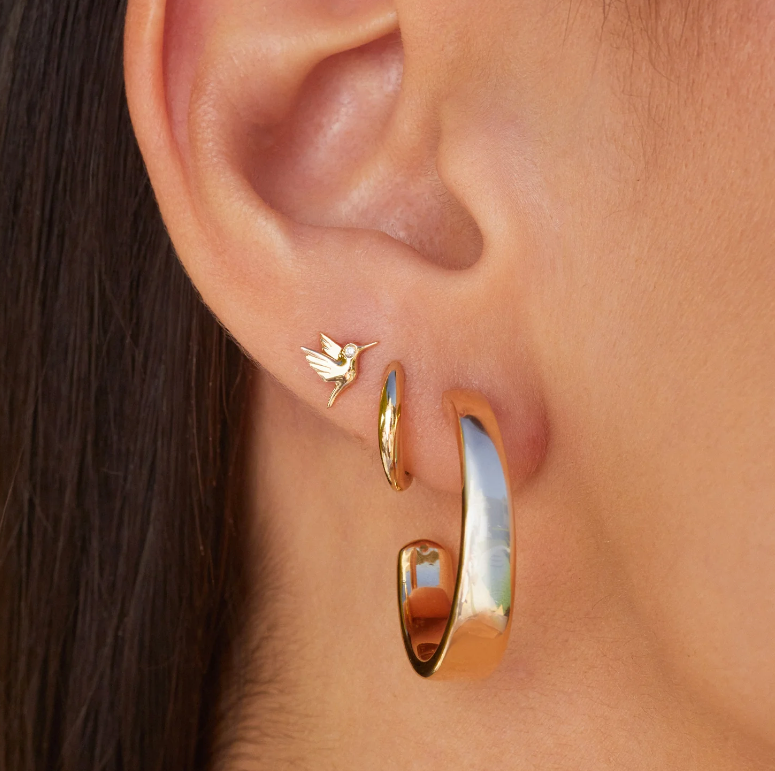 Tapered Yellow Gold Hoop Earrings