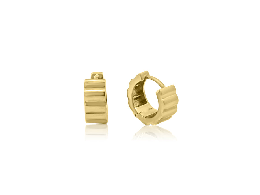 Gold Thick Textured Huggie Hoop Earrings