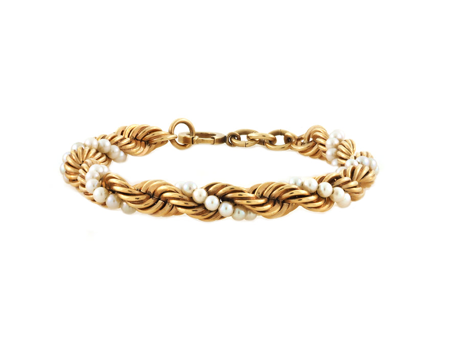 Vintage Gold and Pearl Rope Bracelet
