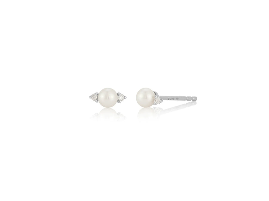 Diamond & Pearl White Gold Earrings