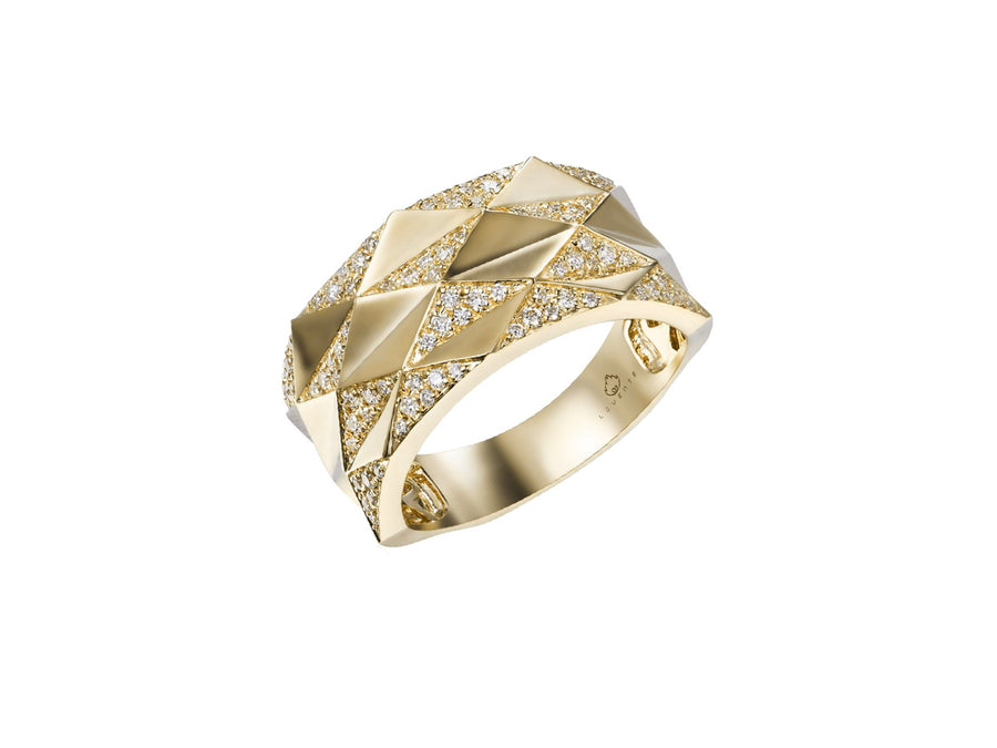 Wide Faceted Diamond Band