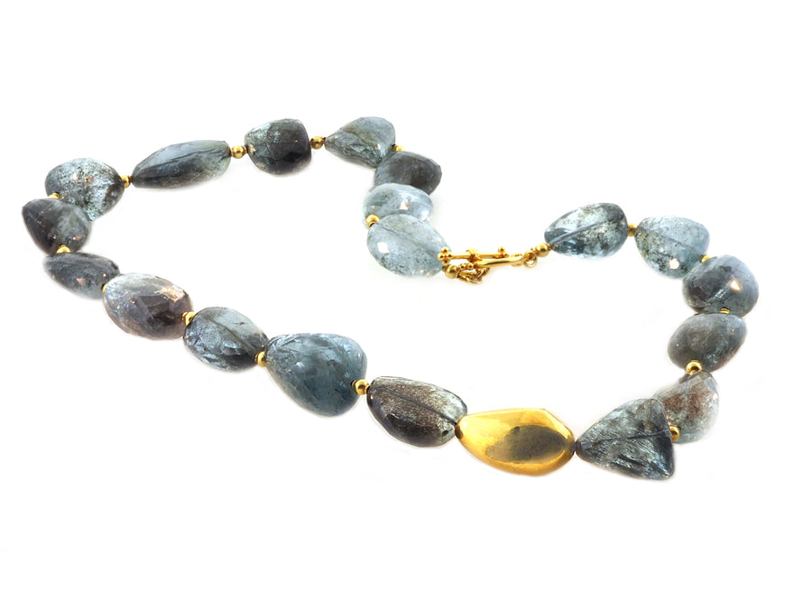Aquamarine and Gold Beaded Necklace