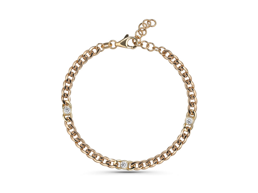 Bezel Set Diamond Chain Bracelet