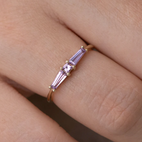 Lilac Needle Baguette Ring