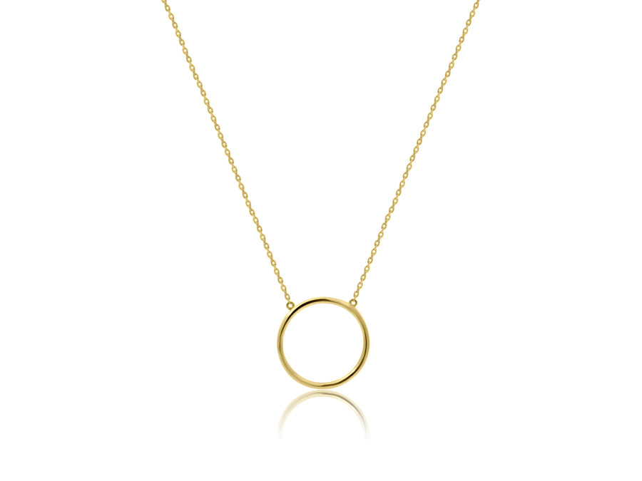 Gold Open Circle Pendant Necklace