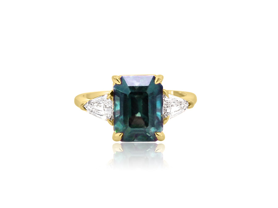 4.71ct Green Sapphire Trinity Ring
